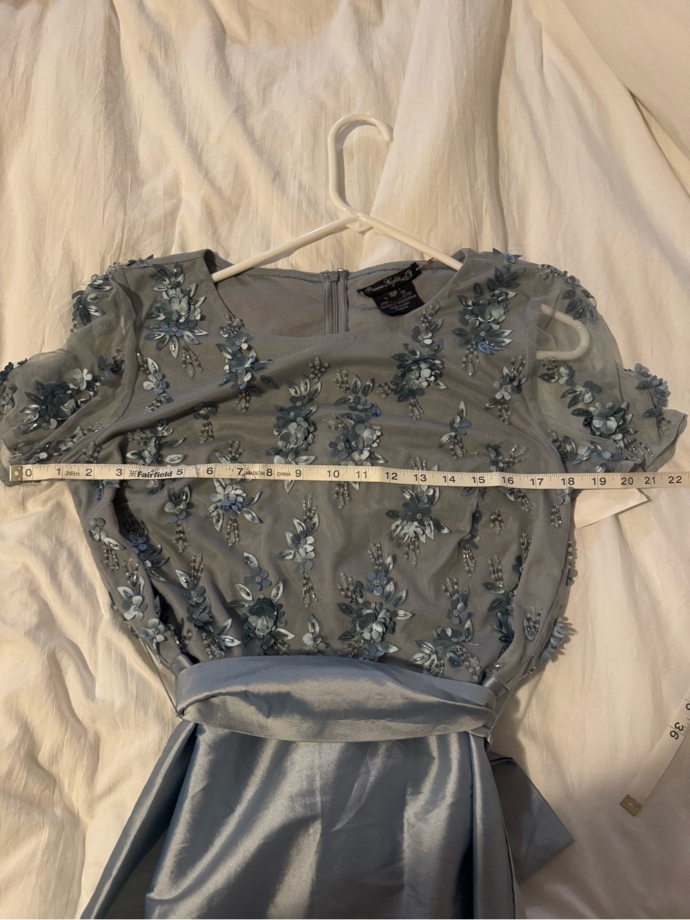 Pisarro Nights Elegant Blue Floral Embroidered Dress - Picture 8 of 8